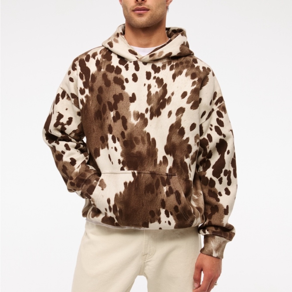 Abercrombie and Fitch Cream Pattern Popover Hoodie